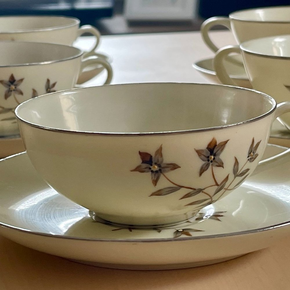 Set of 7 | Vintage (1950s) Fujiyama Yokohama Teacup & Saucer Set
